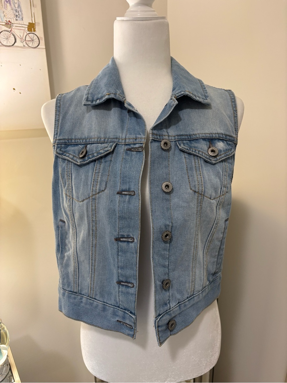 Cato Light Blue Denim Vest with Collar